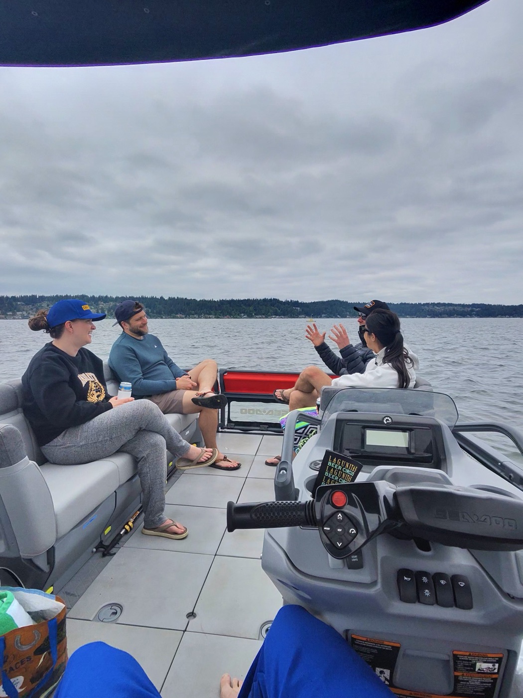 Group hanging out on the boat